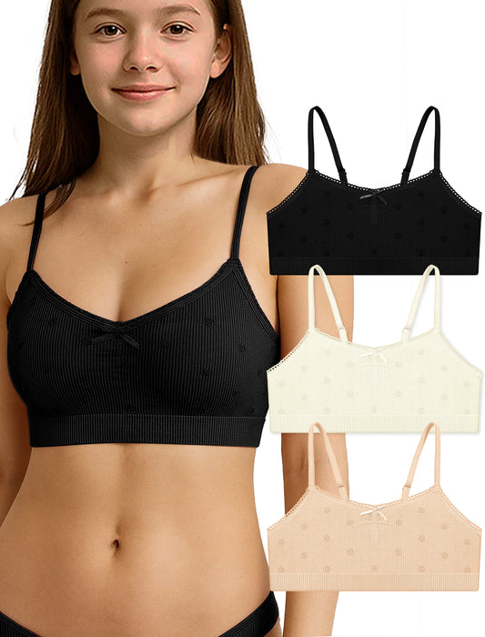 Livona Ultra-Comfy Seamless Bralette for Girls–Buttery Soft Ribbed & Jacquard,No Padding – Effortless Comfort & Style