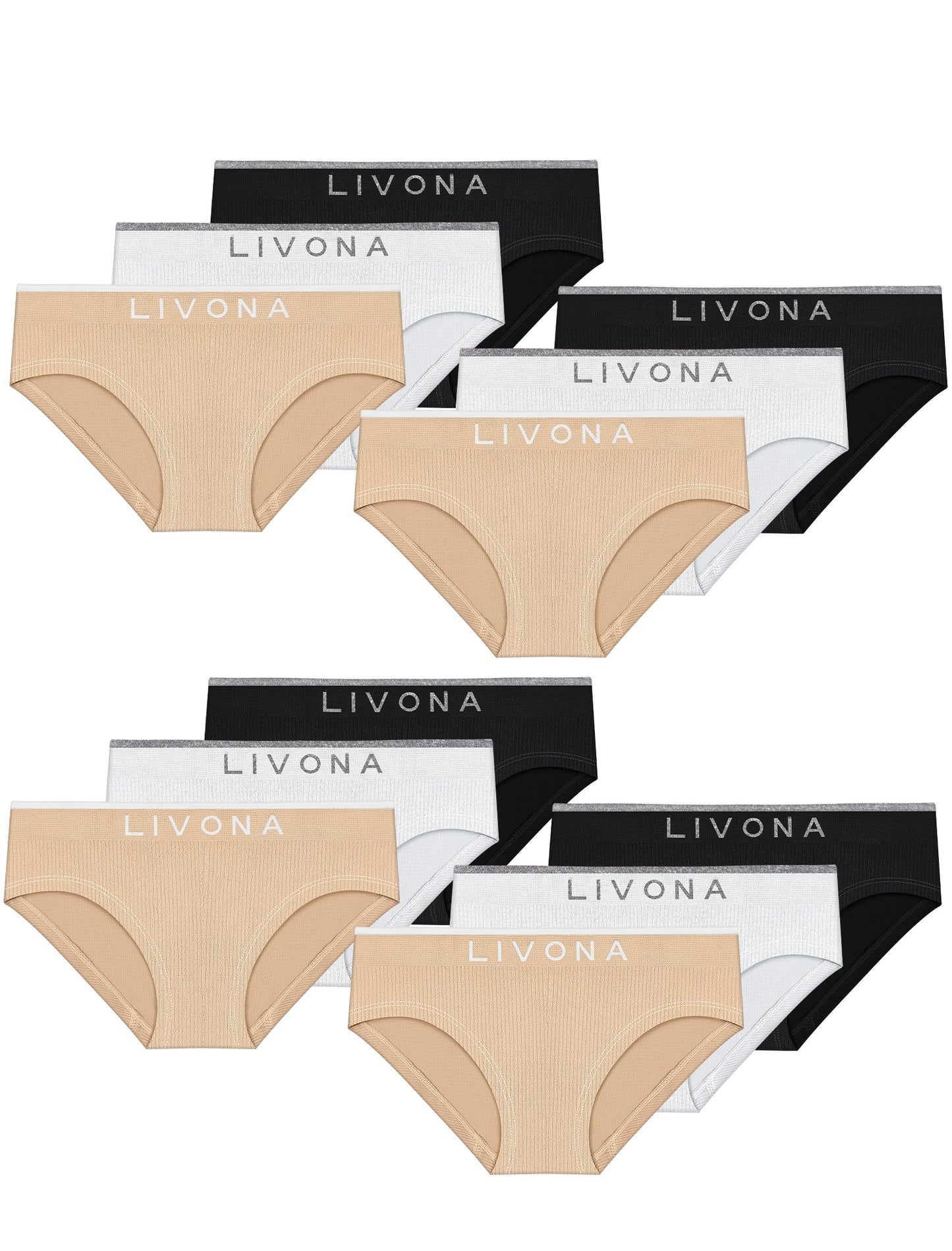 Livona Girls Seamless Ribbed Training Panties - Soft Sports Underwear for Teens