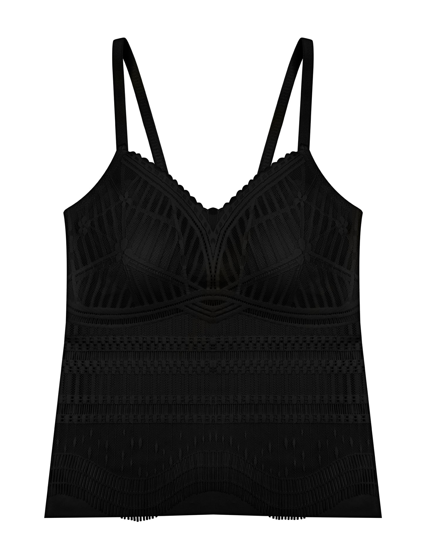 Livona Women's Lace Camisole with Built-in Bra, Wireless Comfort, Adjustable Spaghetti Straps – Soft Padded Tank Top
