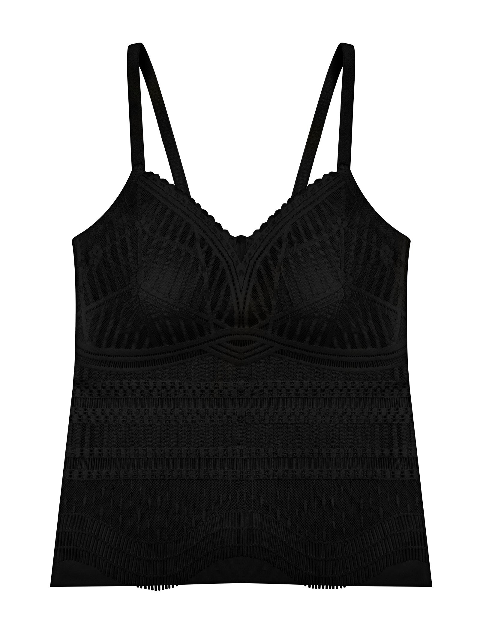 Livona Women's Lace Camisole with Built-in Bra, Wireless Comfort, Adjustable Spaghetti Straps – Soft Padded Tank Top