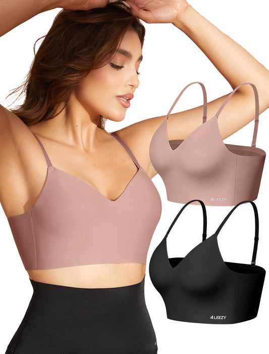 Women's Seamless Push Up Bra Longline Wireless Padded Bralettes with Support Lift Plunge T-Shirt/Tank Top Bras