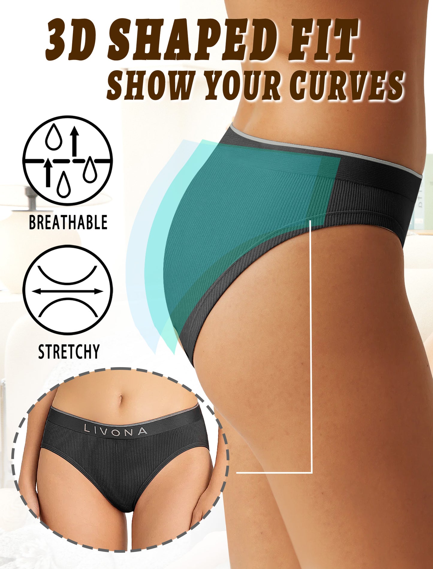 Livona Girls Seamless Ribbed Training Panties - Soft Sports Underwear for Teens