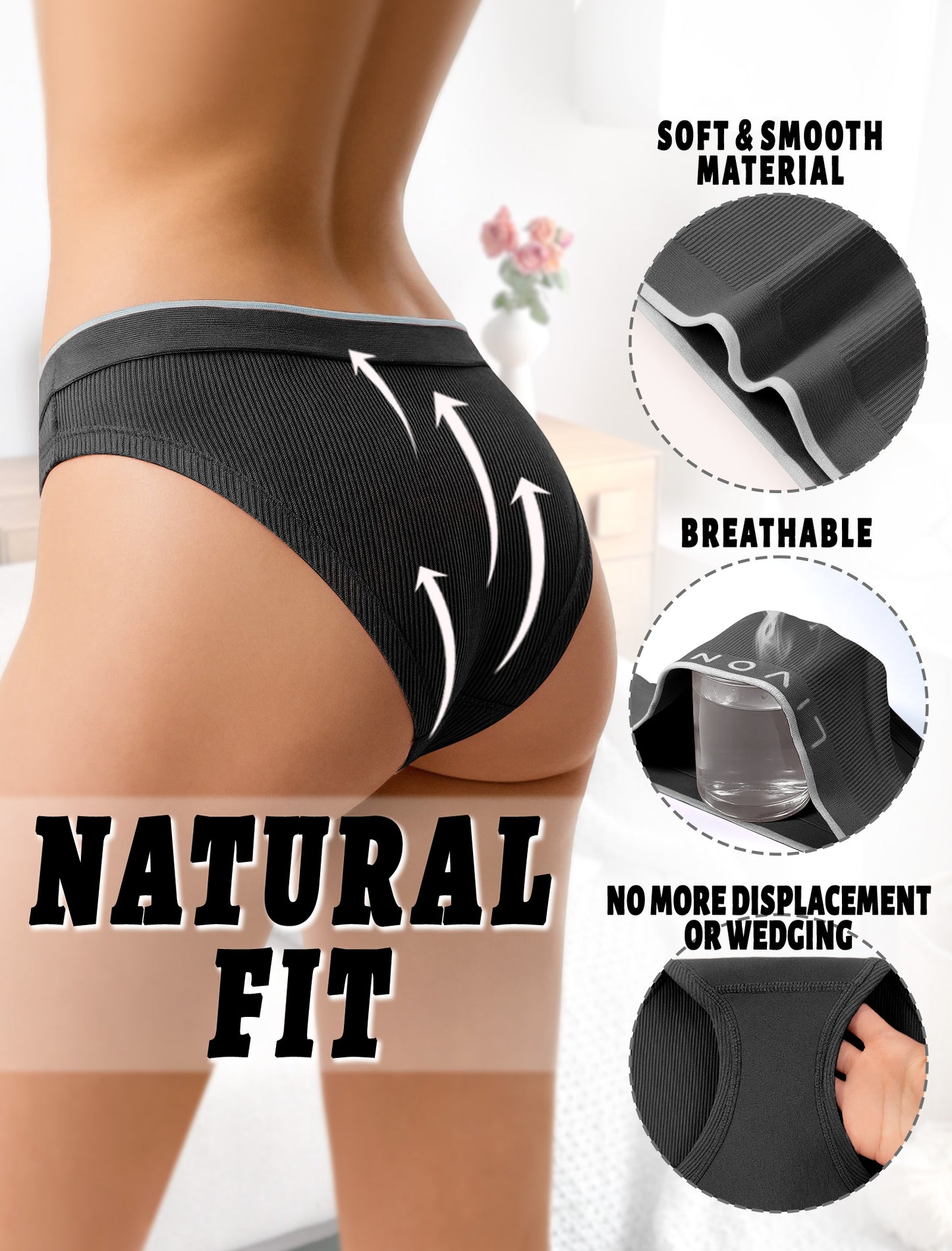 Livona Girls Seamless Ribbed Training Panties - Soft Sports Underwear for Teens