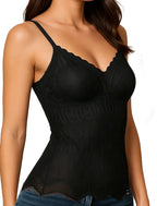 Livona Women's Lace Cami Top - Adjustable Spaghetti Straps Wireless Comfort Padded Tank for Sleep Lounge