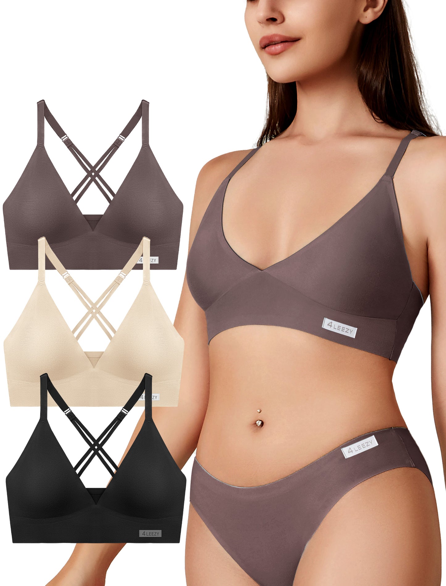 Women's Wireless Bras - Seamless Sports Bra Bralettes Comfort Padded Workout Tops Crossback Cami Crop S-XXL