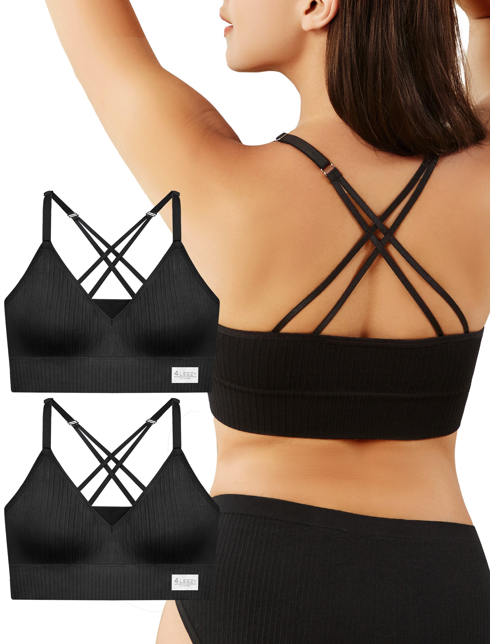 4Leezy Sports Bra for Women- Seamless Wireless Soft Bralette with Comfortable Padded and Nice Racerback Workout Tops Cami Crop Tank S-XXL