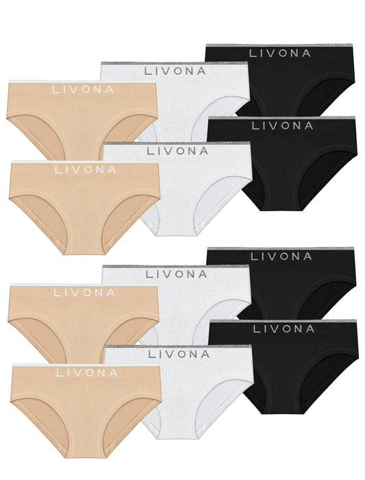 Livona Girls Seamless Ribbed Training Panties - Soft Sports Underwear for Teens