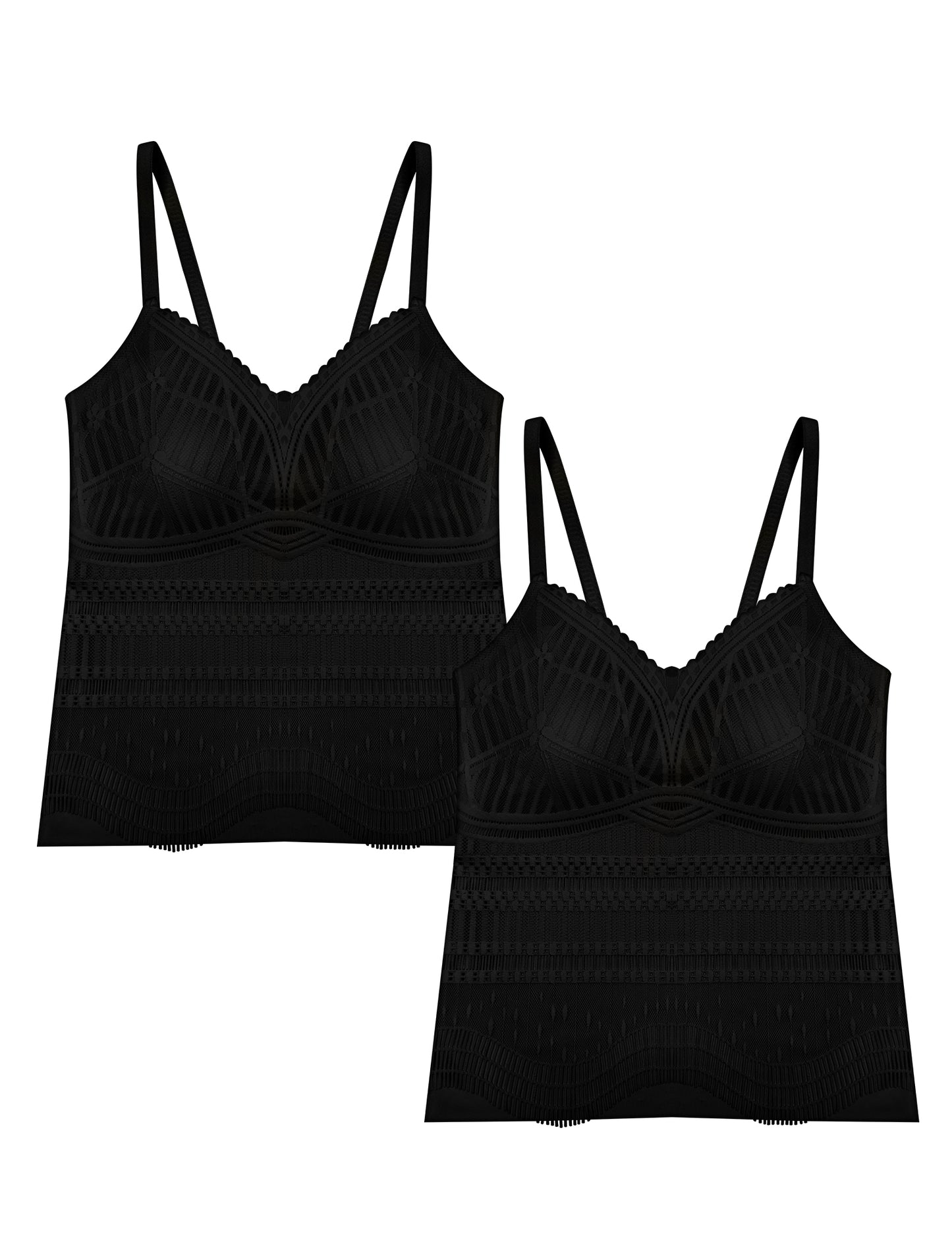 Livona Women's Lace Camisole with Built-in Bra, Wireless Comfort, Adjustable Spaghetti Straps – Soft Padded Tank Top