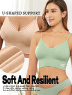 LIVONA 3 Pack Women's Seamless Sports Bra V-Neck Wirefree with Removable Pads Everyday Soft Invisible Lounge Cami Bralette S-XXL