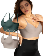 Women's Seamless Push Up Bra Longline Wireless Padded Bralettes with Support Lift Plunge T-Shirt/Tank Top Bras