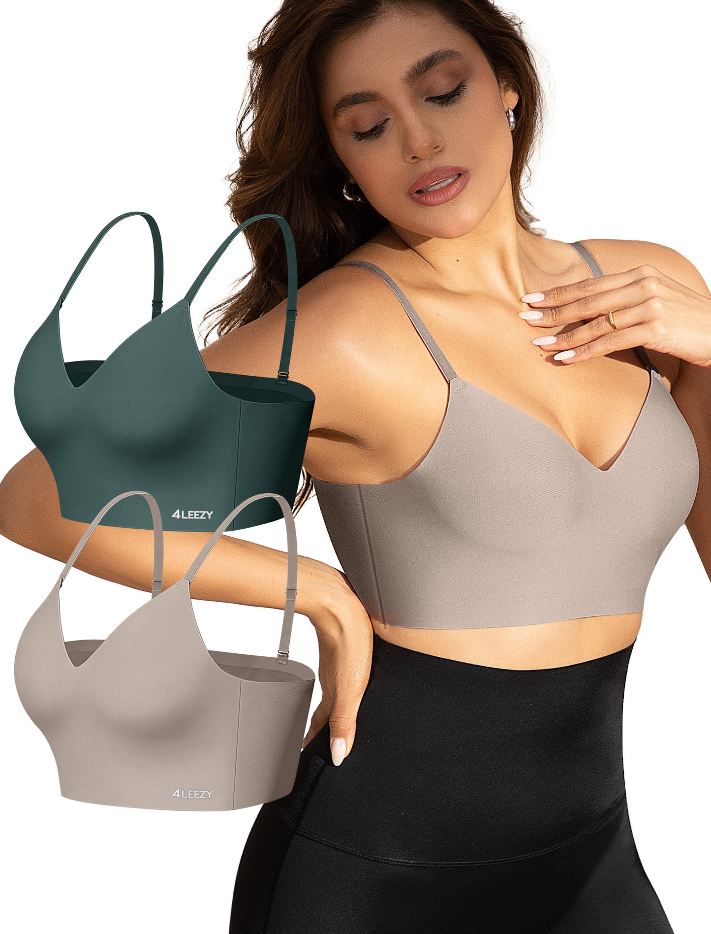 Women's Seamless Push Up Bra Longline Wireless Padded Bralettes with Support Lift Plunge T-Shirt/Tank Top Bras