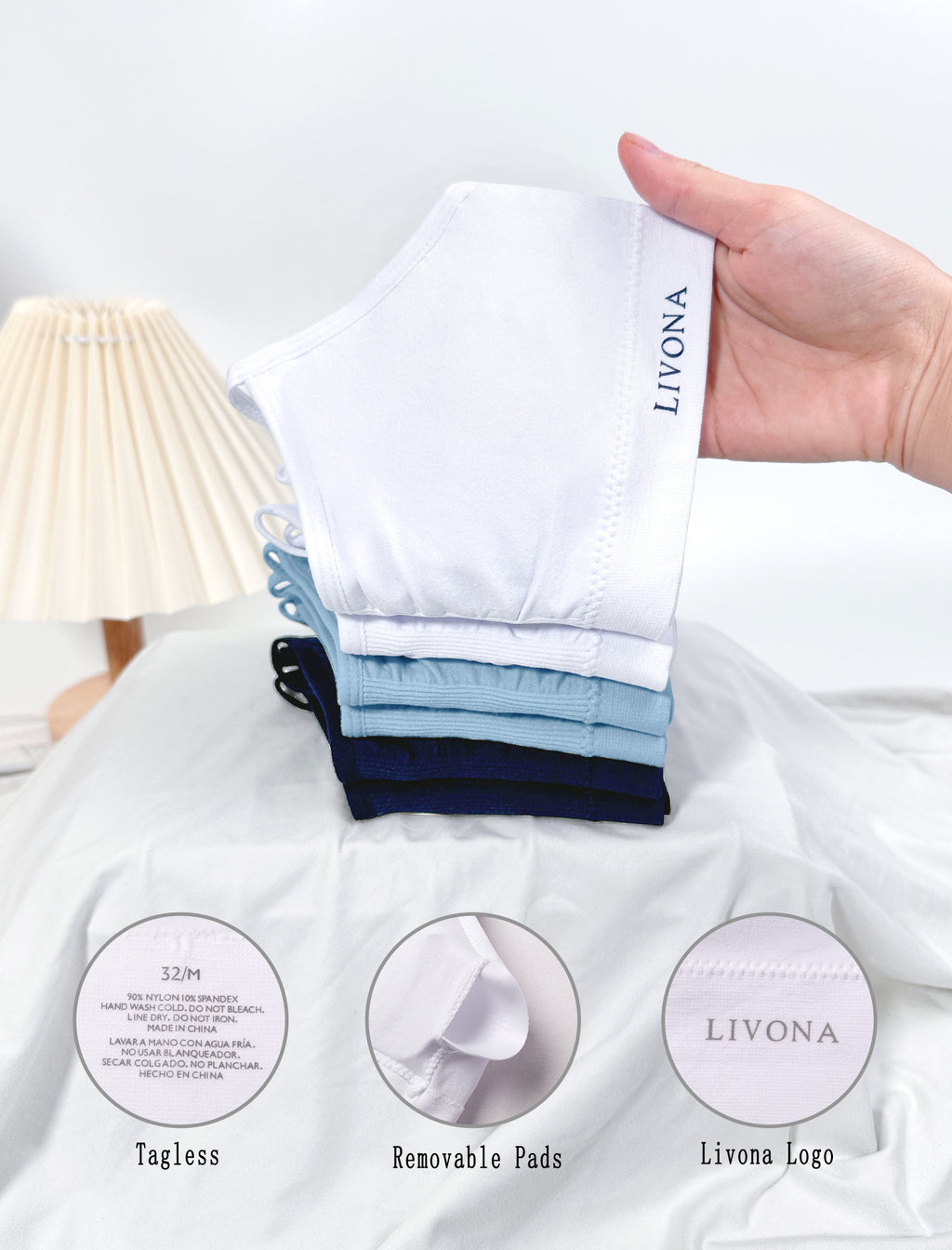 Livona 3 Pack Popular Girls Padded Training Bra Pack – Crop Cami Training Bras for Girls,Seamless Bra Design with Removable Padding