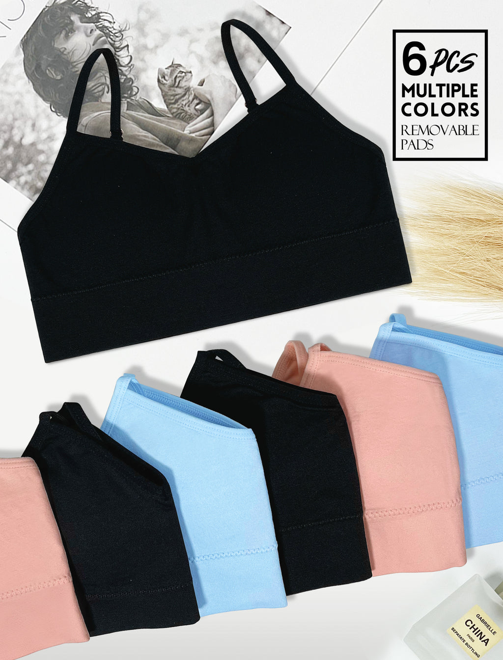 Livona 3 Pack Training Bras for Girls-Sports Bra, Fitness Bra, Padded Everyday Bra Bralette,Crop Cami Tank Top (6-14)