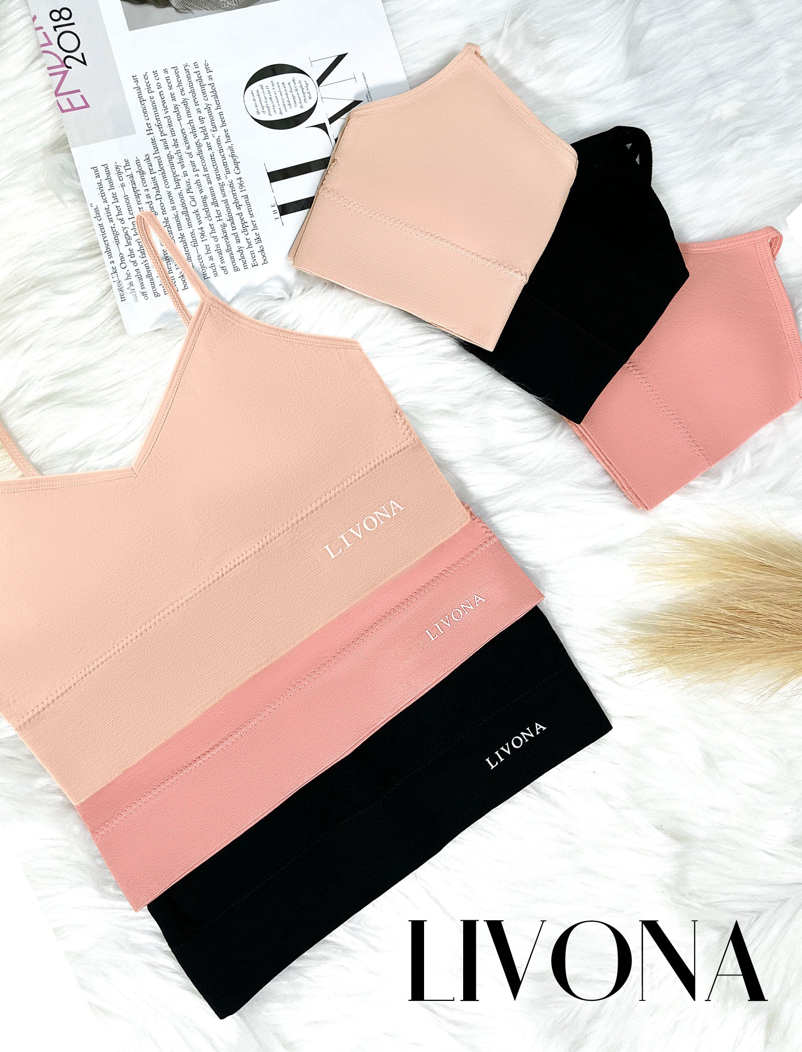 Livona 3 Pack Training Bras for Girls-Sports Bra, Fitness Bra, Padded Everyday Bra Bralette,Crop Cami Tank Top (6-14)