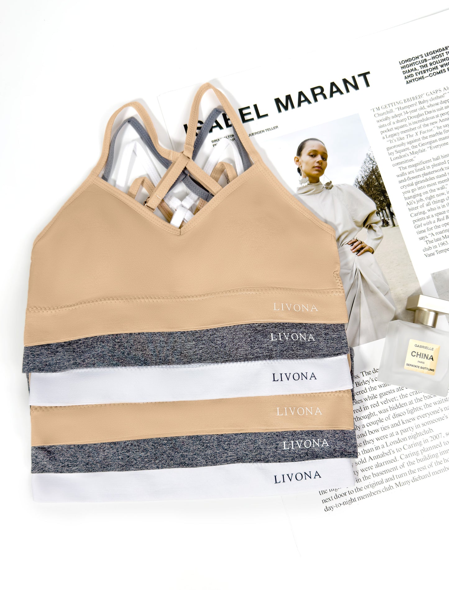 Livona Racerback Training Bra for Girls- 3 Pack Seamless Sports Bra, Padded Everyday Bra Bralette,Crop Cami Tank Top (6-14)