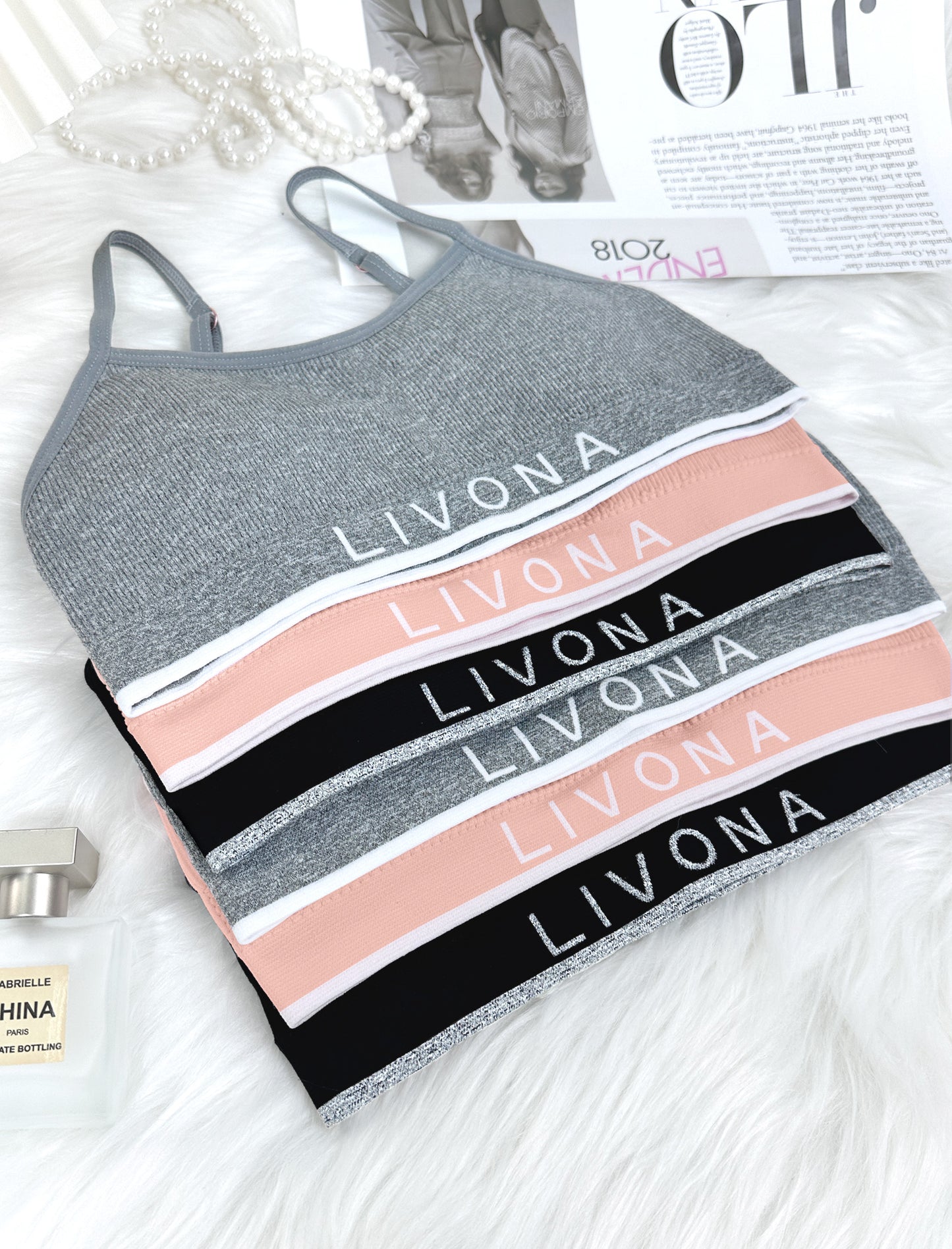 Livona 6 Pack Training Bras for Girls-Sports Bra for Teen Ribbed Wireless Bralette Fitness Padded Crop Cami Tank Top(6-14)