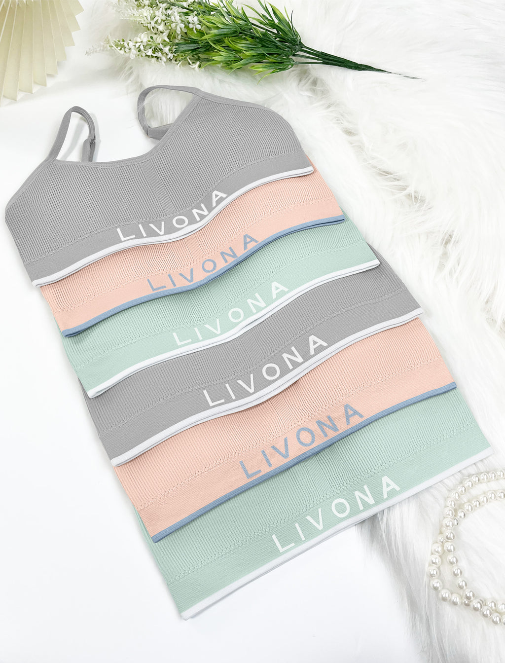 Livona 3 Pack Training Bras for Girls-Sports Bra for Teen Ribbed Wireless Bralette Fitness Padded Crop Cami Tank Top(6-14)