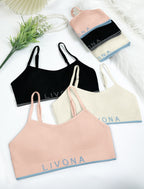 Livona 3 Pack Training Bras for Girls-Sports Bra for Teen Ribbed Wireless Bralette Fitness Padded Crop Cami Tank Top(6-14)