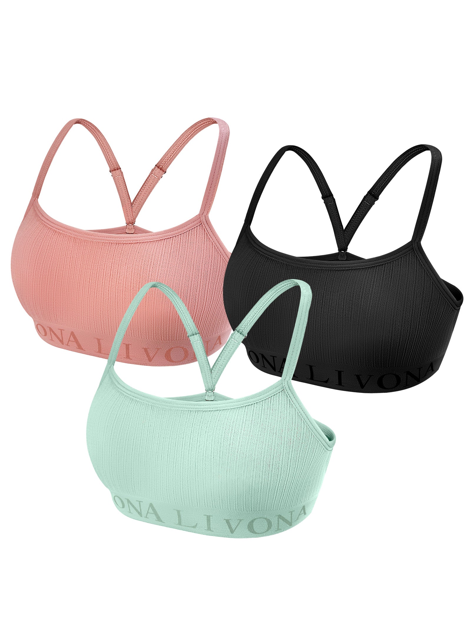 Livona 3-Pack Seamless Bralette Set - Soft Training Bras & Sports Bras for Teens, Comfortable Wire-Free Bras for Girls