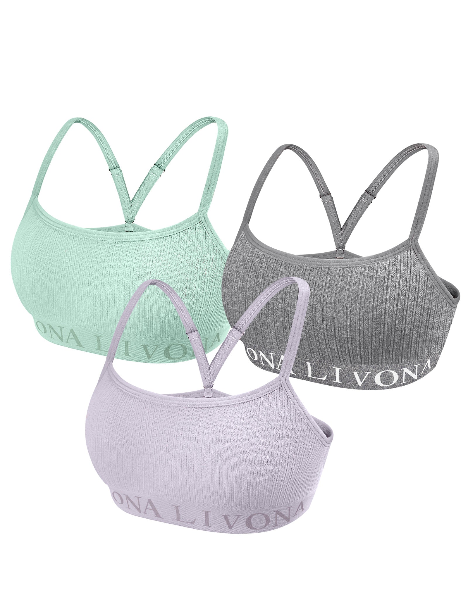 Livona 3-Pack Seamless Bralette Set - Soft Training Bras & Sports Bras for Teens, Comfortable Wire-Free Bras for Girls