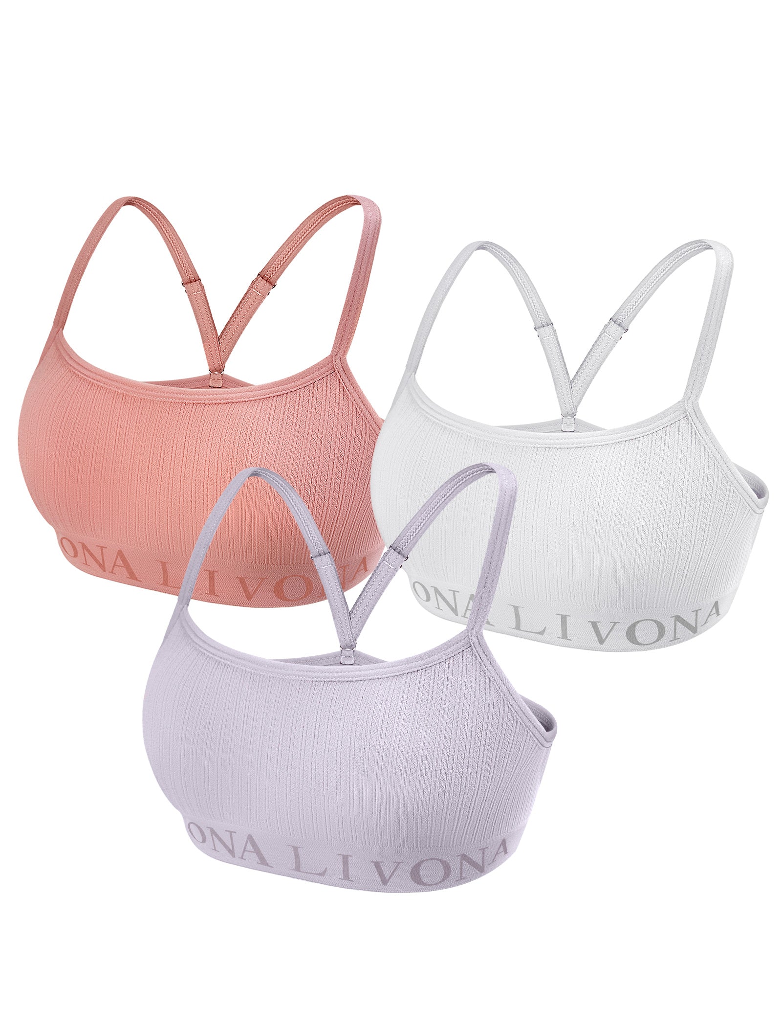 Livona 3-Pack Seamless Bralette Set - Soft Training Bras & Sports Bras for Teens, Comfortable Wire-Free Bras for Girls
