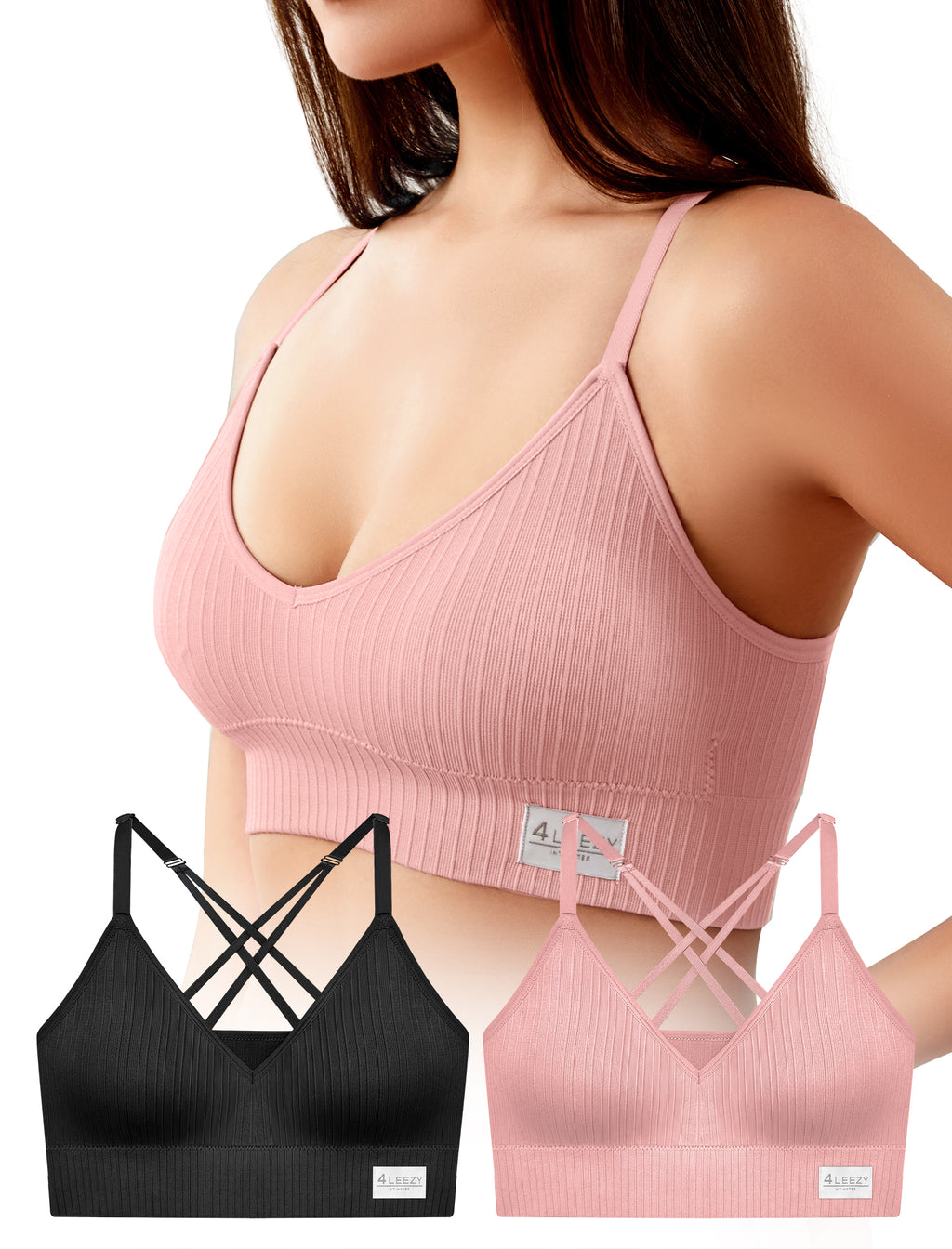 4Leezy Sports Bra for Women- Seamless Wireless Soft Bralette with Comfortable Padded and Nice Racerback Workout Tops Cami Crop Tank S-XXL