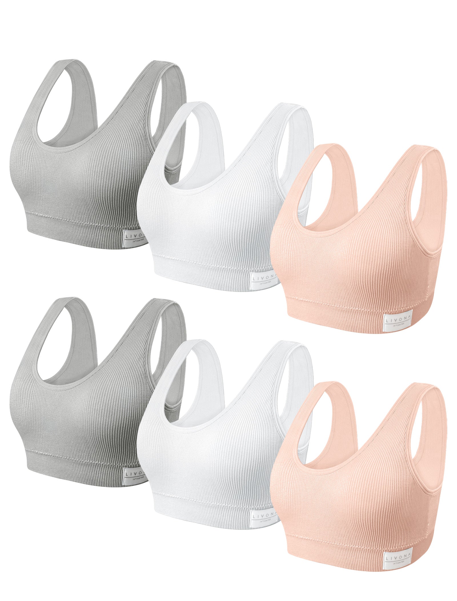 Livona 6 Packs Girls Sports Bra Crop Tops for Kids Training Bra Cute Crop Tops for Girls Cami Bra( 6-14）