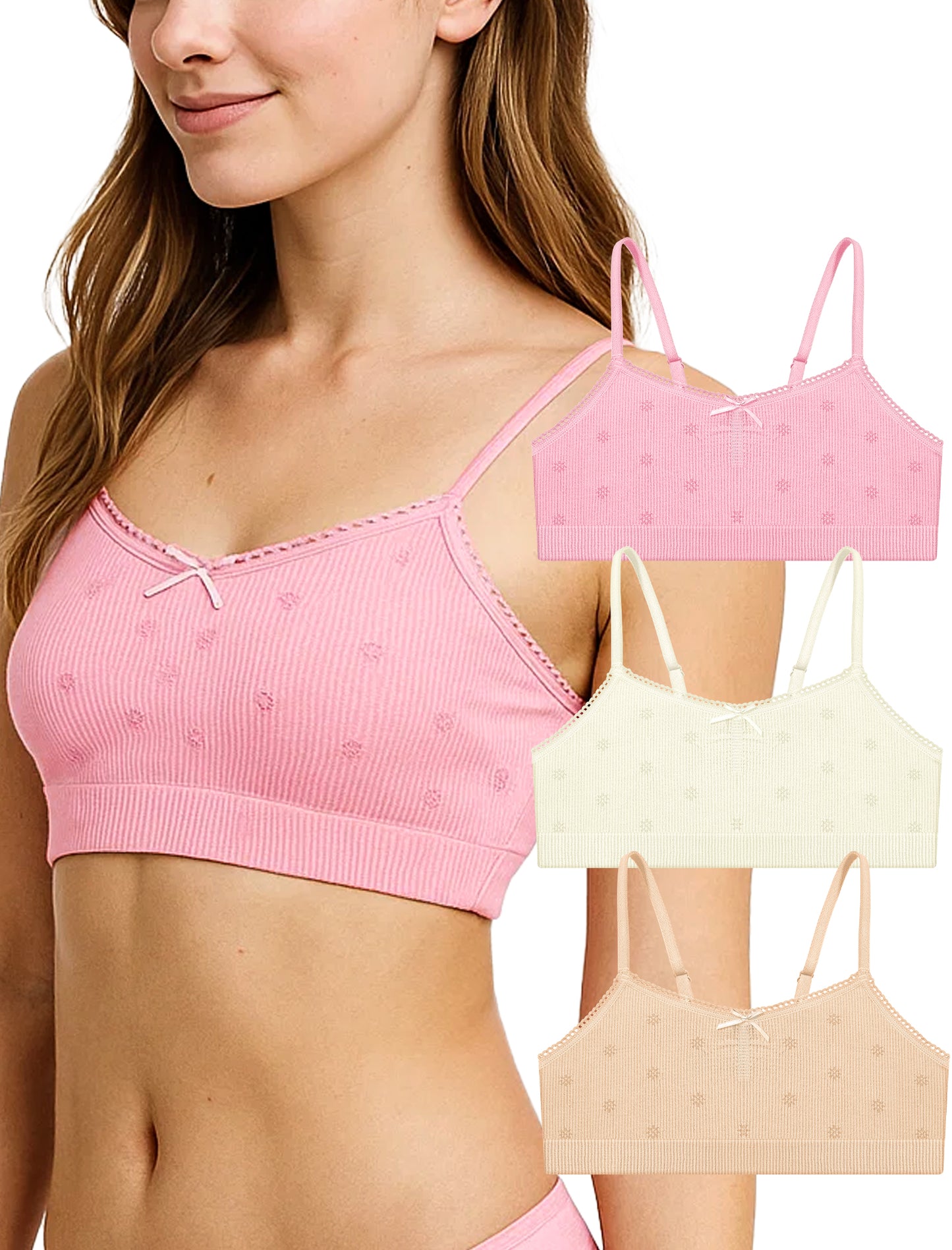 Livona Ultra-Comfy Seamless Bralette for Girls–Buttery Soft Ribbed & Jacquard,No Padding – Effortless Comfort & Style