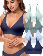 4Leezy Wireless Bras for Women - 4 Pack Padded Sports Bra Bralettes with Support No Underwire Seamless Workout Tops Cami Crop Tank Tops S-XXL