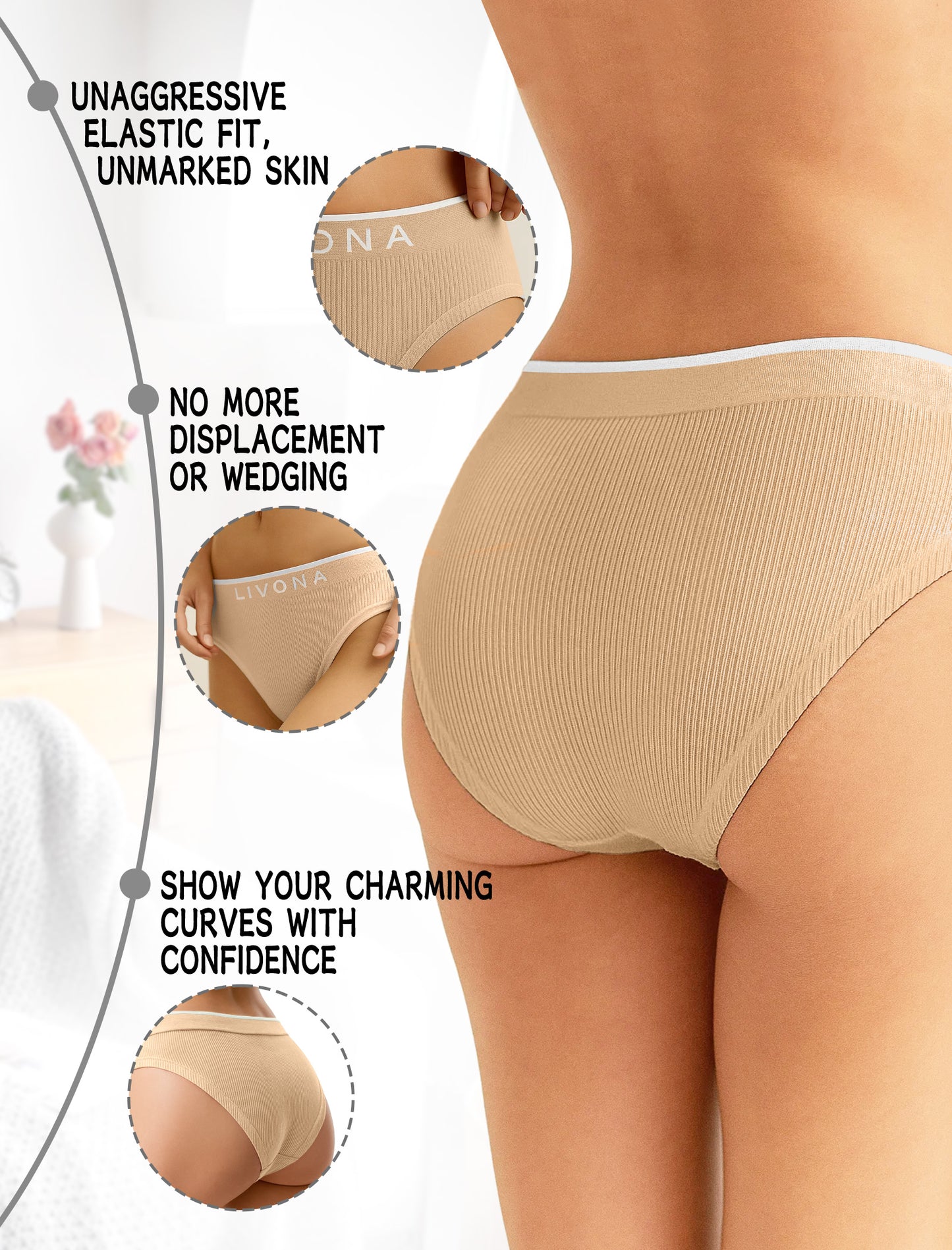 Livona Girls Seamless Ribbed Training Panties - Soft Sports Underwear for Teens