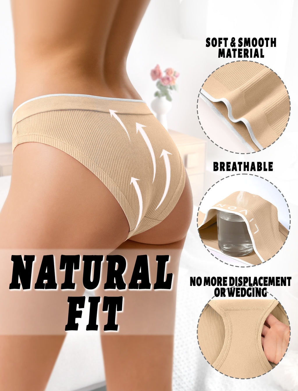 Livona Girls Seamless Ribbed Training Panties - Soft Sports Underwear for Teens