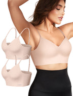 Women's Seamless Push Up Bra Longline Wireless Padded Bralettes with Support Lift Plunge T-Shirt/Tank Top Bras