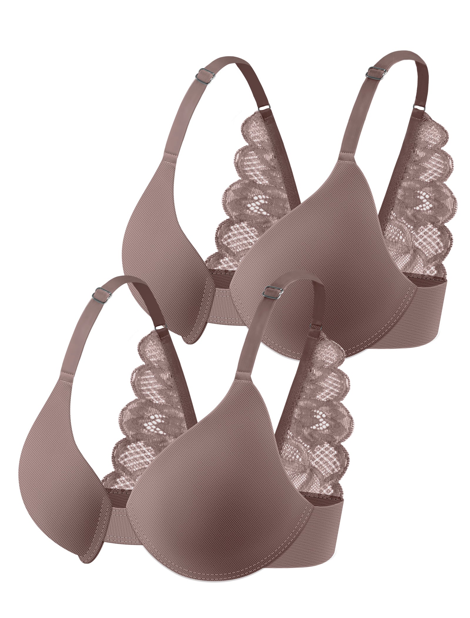 Leezywear Women's T-Shirt/Tank Top Bra - Full Coverage Laser Push Up with Back Lace Support Work Out Bra