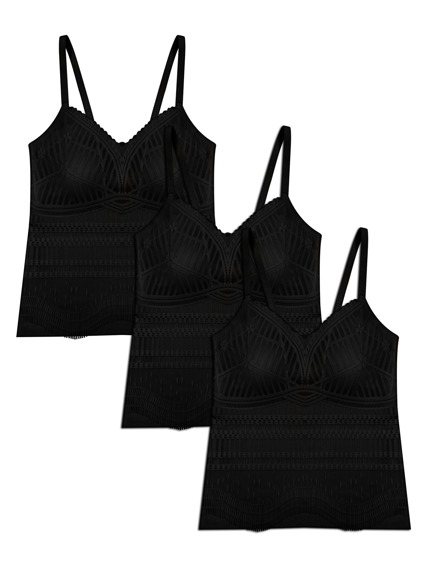 Livona Women's Lace Camisole with Built-in Bra, Wireless Comfort, Adjustable Spaghetti Straps – Soft Padded Tank Top