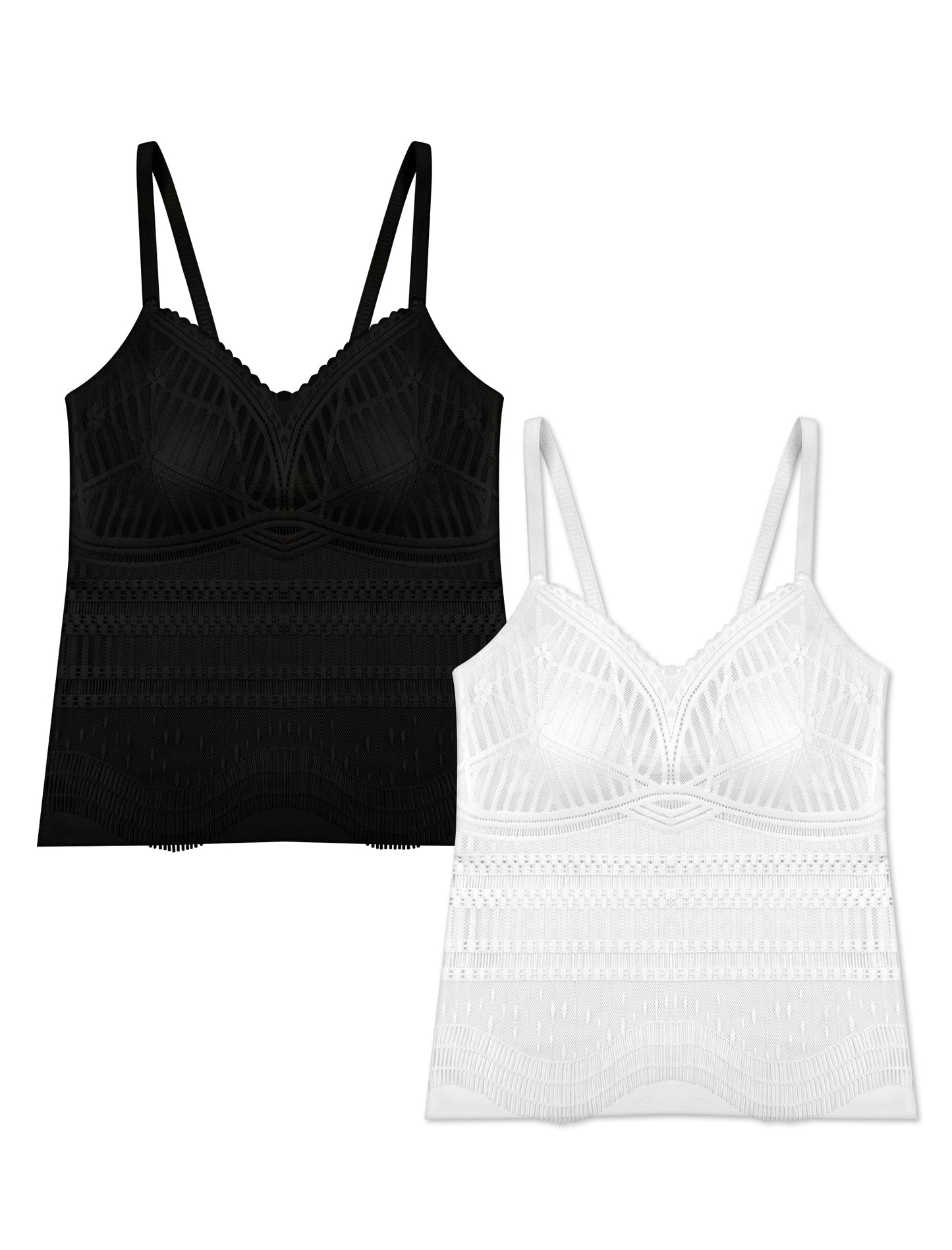 Livona Women's Lace Camisole with Built-in Bra, Wireless Comfort, Adjustable Spaghetti Straps – Soft Padded Tank Top