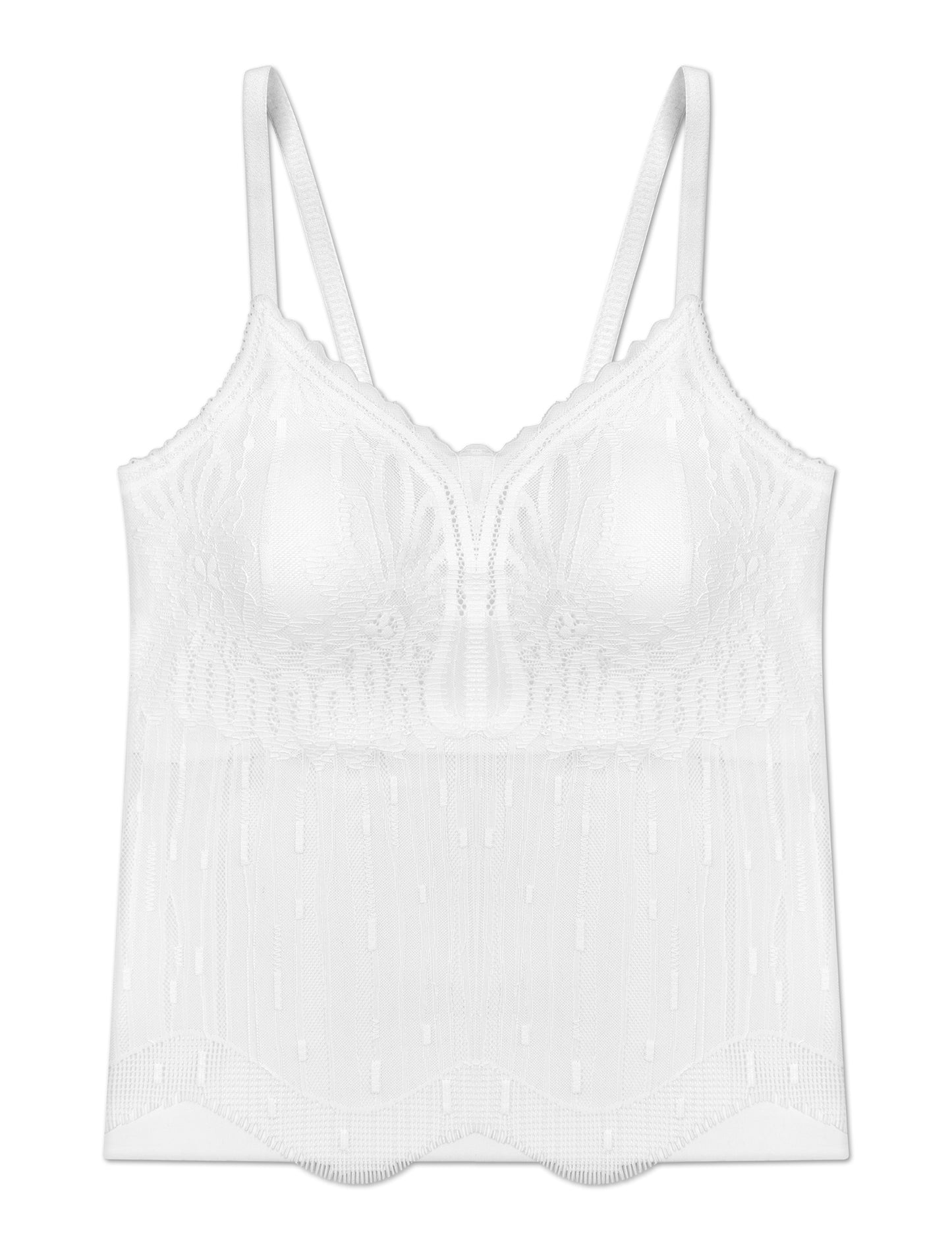 Livona Women's Lace Cami Top - Adjustable Spaghetti Straps Wireless Comfort Padded Tank for Sleep Lounge
