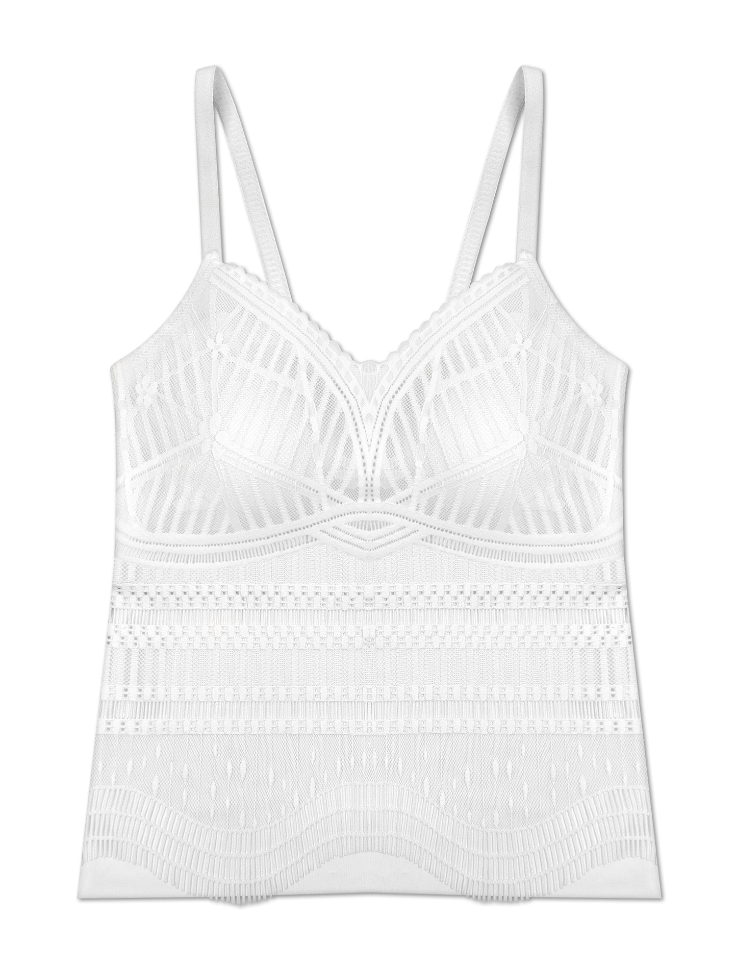 Livona Women's Lace Camisole with Built-in Bra, Wireless Comfort, Adjustable Spaghetti Straps – Soft Padded Tank Top