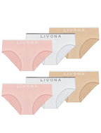 Livona Girls 6-Pack Ribbed Training Panties - Soft Sports Underwear for Teens