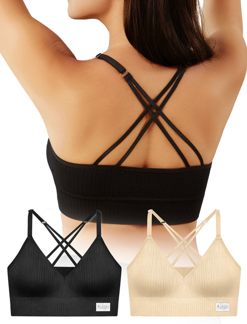 4Leezy Sports Bra for Women- Seamless Wireless Soft Bralette with Comfortable Padded and Nice Racerback Workout Tops Cami Crop Tank S-XXL