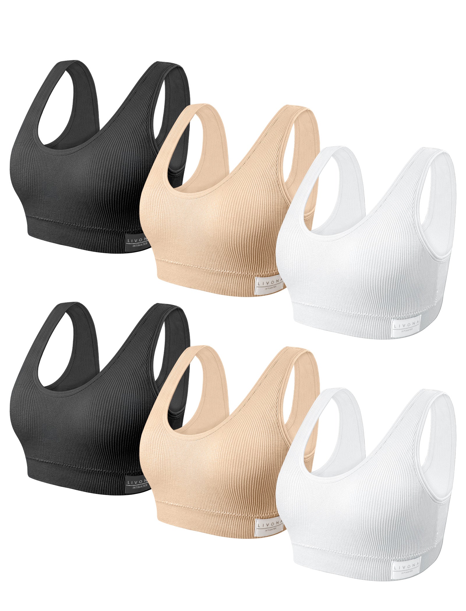 Livona 6 Packs Girls Sports Bra Crop Tops for Kids Training Bra Cute Crop Tops for Girls Cami Bra( 6-14）