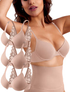 Leezywear Women's T-Shirt/Tank Top Bra - Full Coverage Laser Push Up with Back Lace Support Work Out Bra