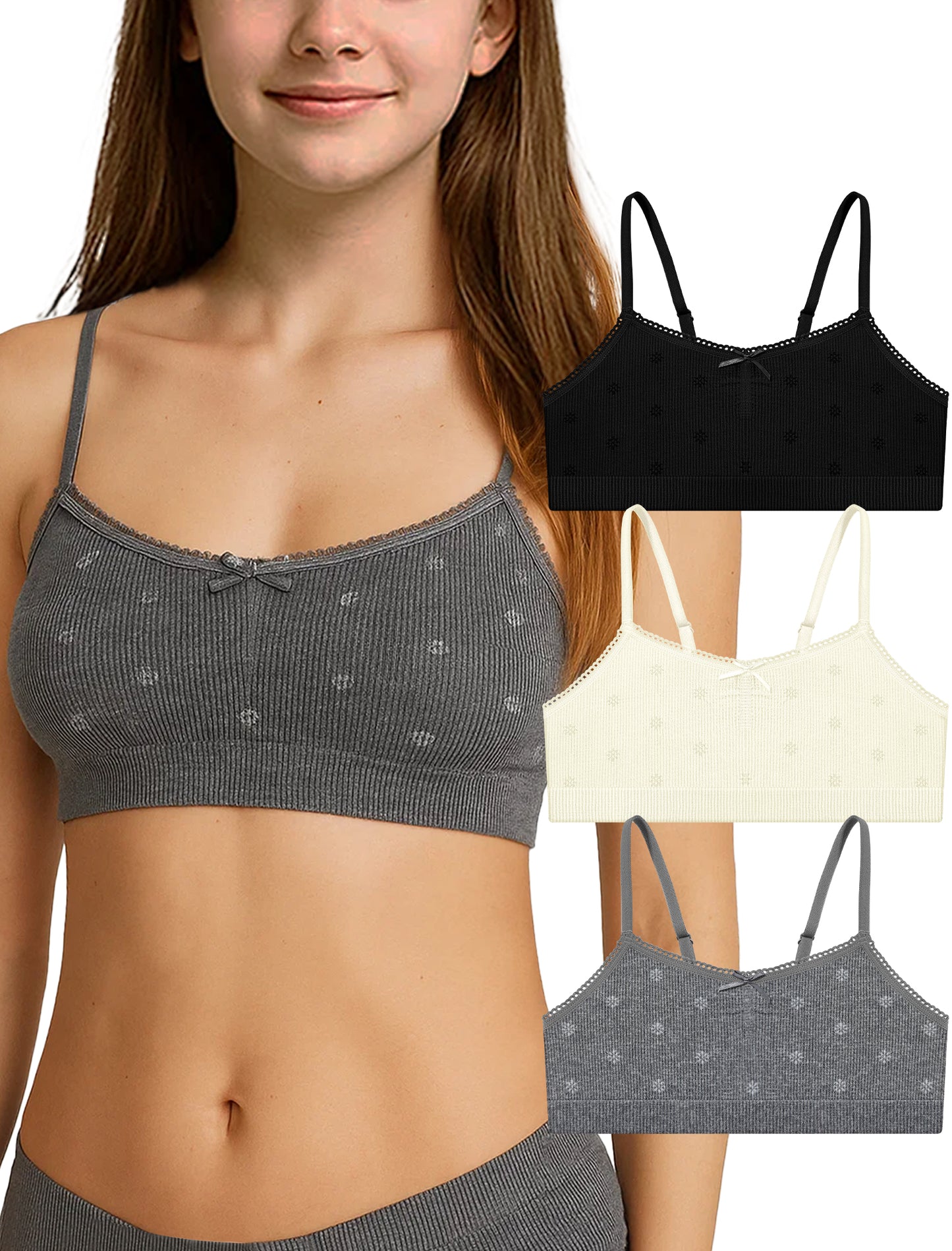 Livona Ultra-Comfy Seamless Bralette for Girls–Buttery Soft Ribbed & Jacquard,No Padding – Effortless Comfort & Style