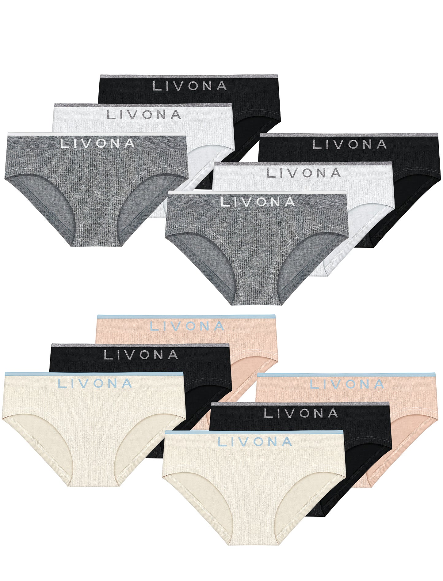 Livona Girls Seamless Ribbed Training Panties - Soft Sports Underwear for Teens