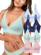 4Leezy Wireless Bras for Women - 4 Pack Padded Sports Bra Bralettes with Support No Underwire Seamless Workout Tops Cami Crop Tank Tops S-XXL
