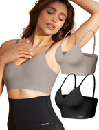 Women's Seamless Push Up Bra Longline Wireless Padded Bralettes with Support Lift Plunge T-Shirt/Tank Top Bras