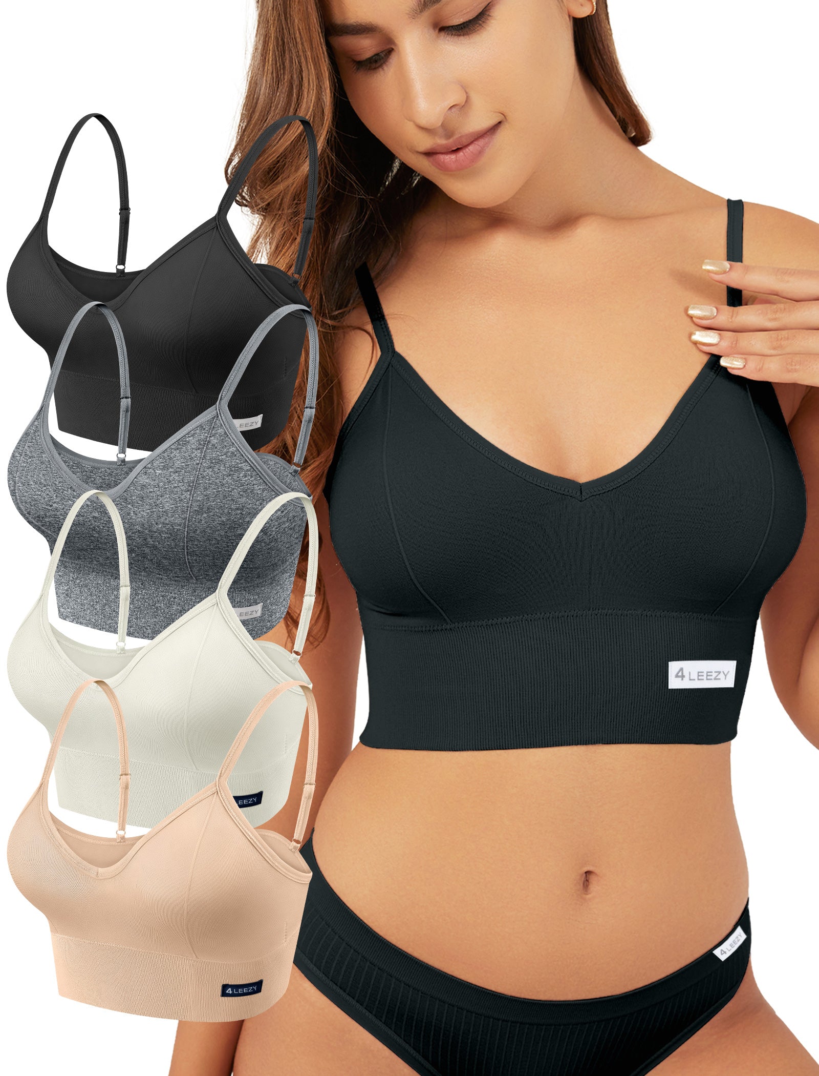 Livona Sports Bras for Women- Wireless Soft Workout Tops Padded Seamless Fitness Bralettes Comfort Cami Tank S-XXL