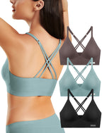 Women's Wireless Bras - Seamless Sports Bra Bralettes Comfort Padded Workout Tops Crossback Cami Crop S-XXL