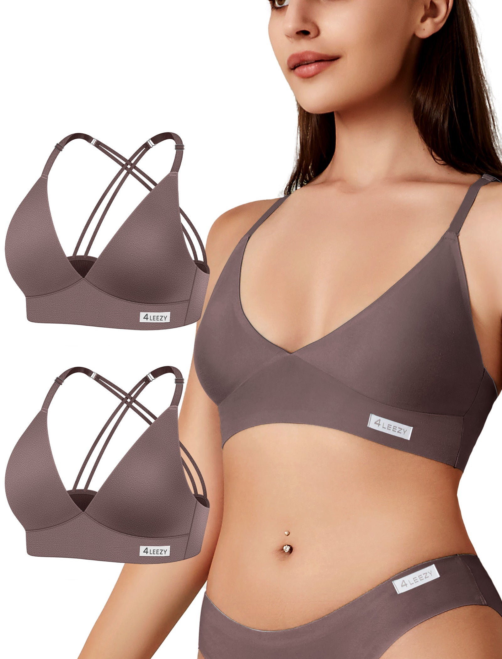Women's Wireless Bras -2 Pack Seamless Sports Bra Bralettes Comfort Padded Workout Tops Crossback Cami Crop S-XXL