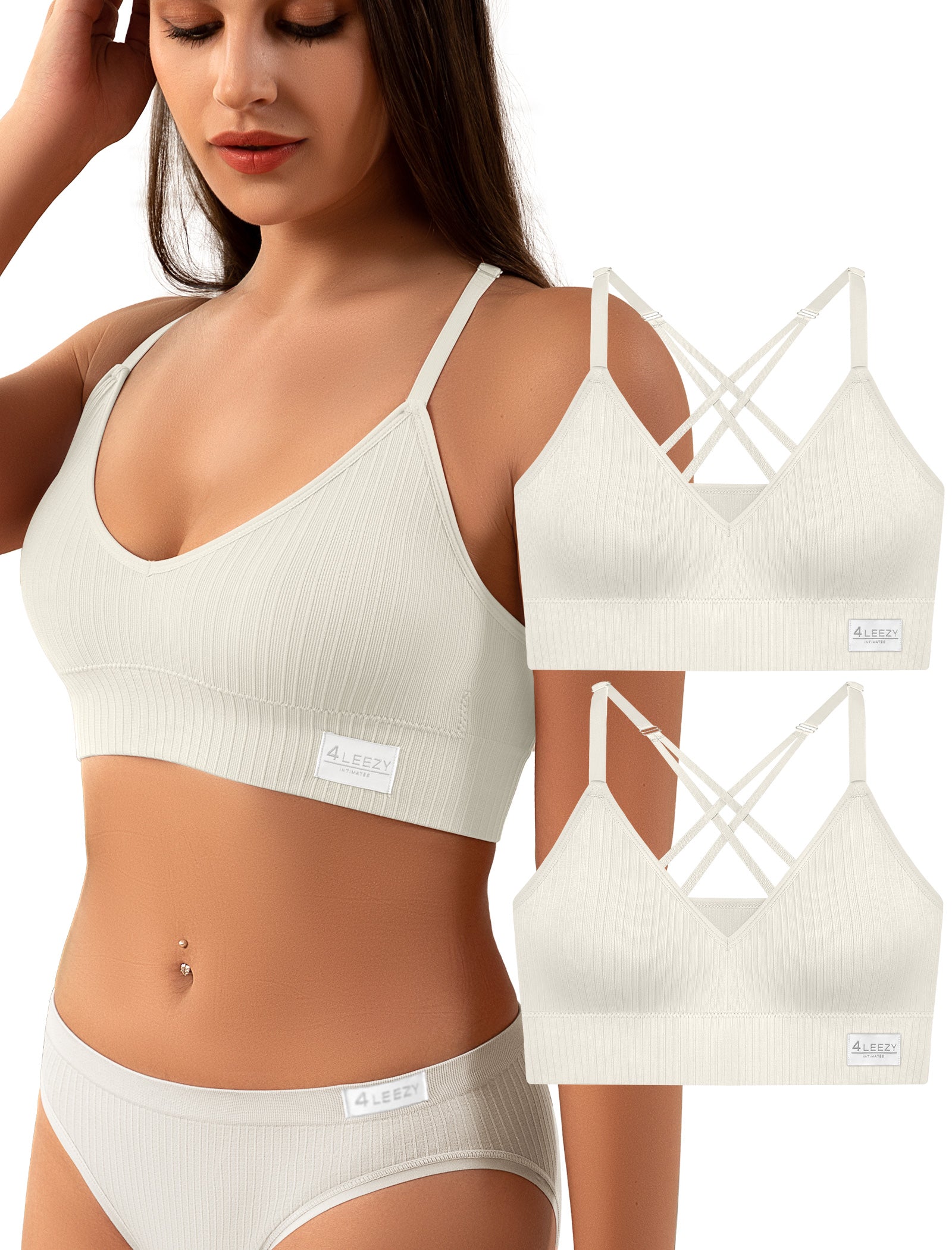 4Leezy Sports Bra for Women- Seamless Wireless Soft Bralette with Comfortable Padded and Nice Racerback Workout Tops Cami Crop Tank S-XXL