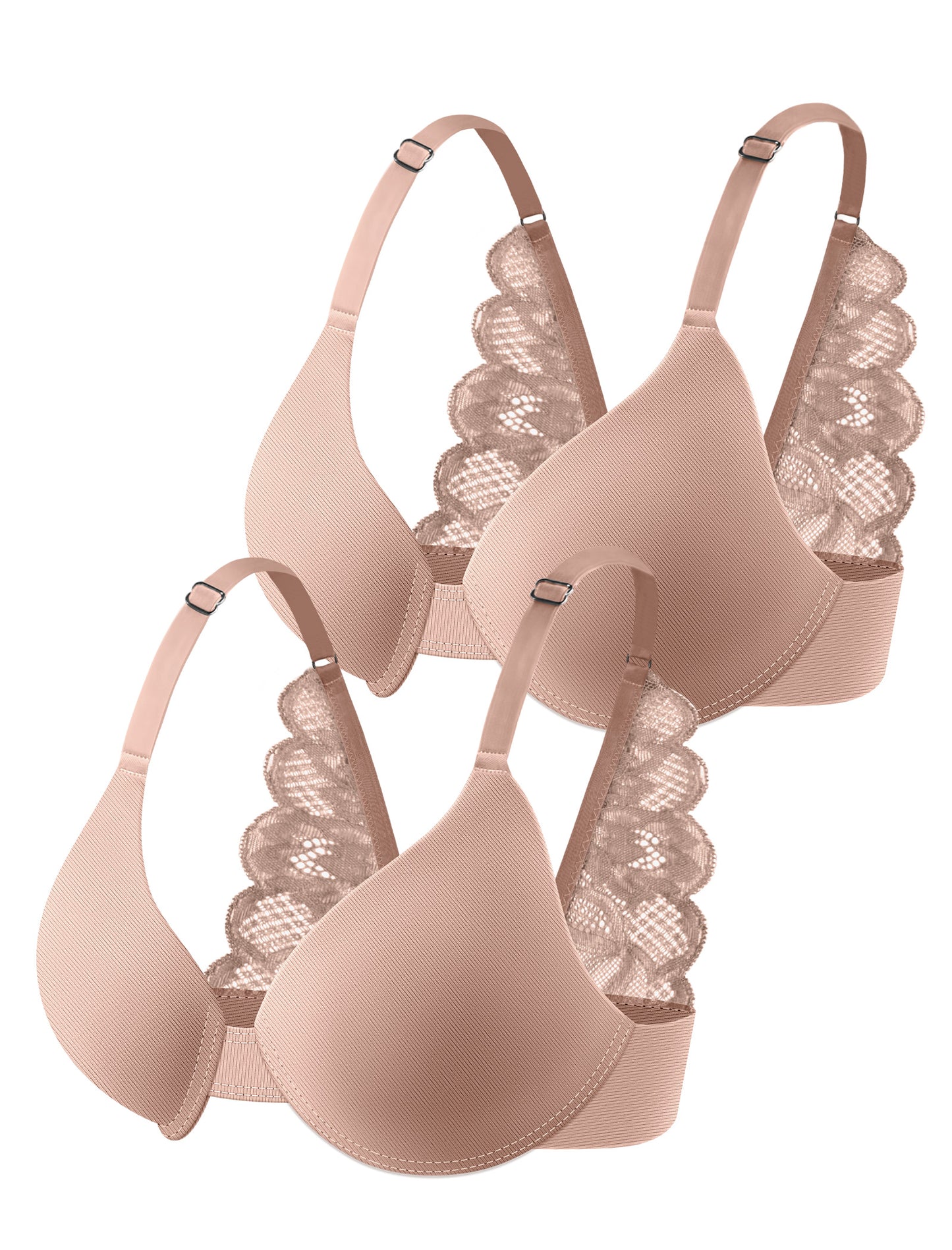 Leezywear Women's T-Shirt/Tank Top Bra - Full Coverage Laser Push Up with Back Lace Support Work Out Bra